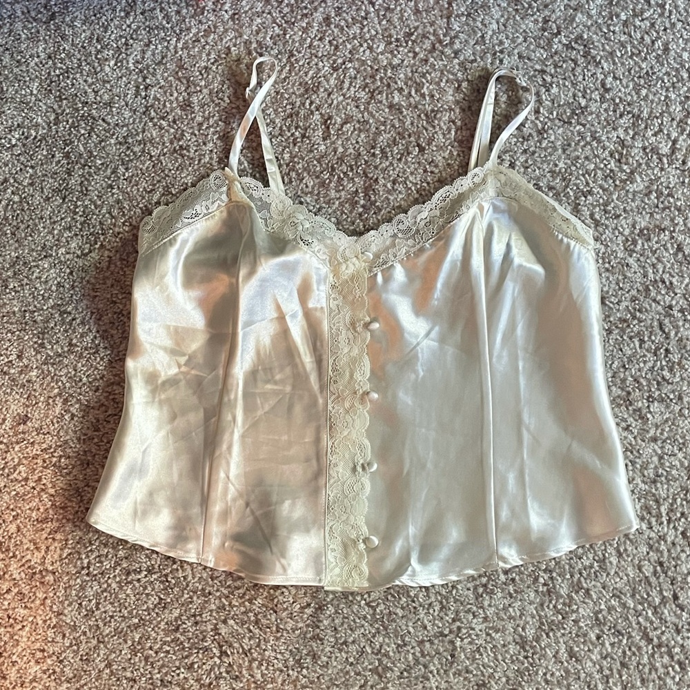 Satin camisole with lace trimming